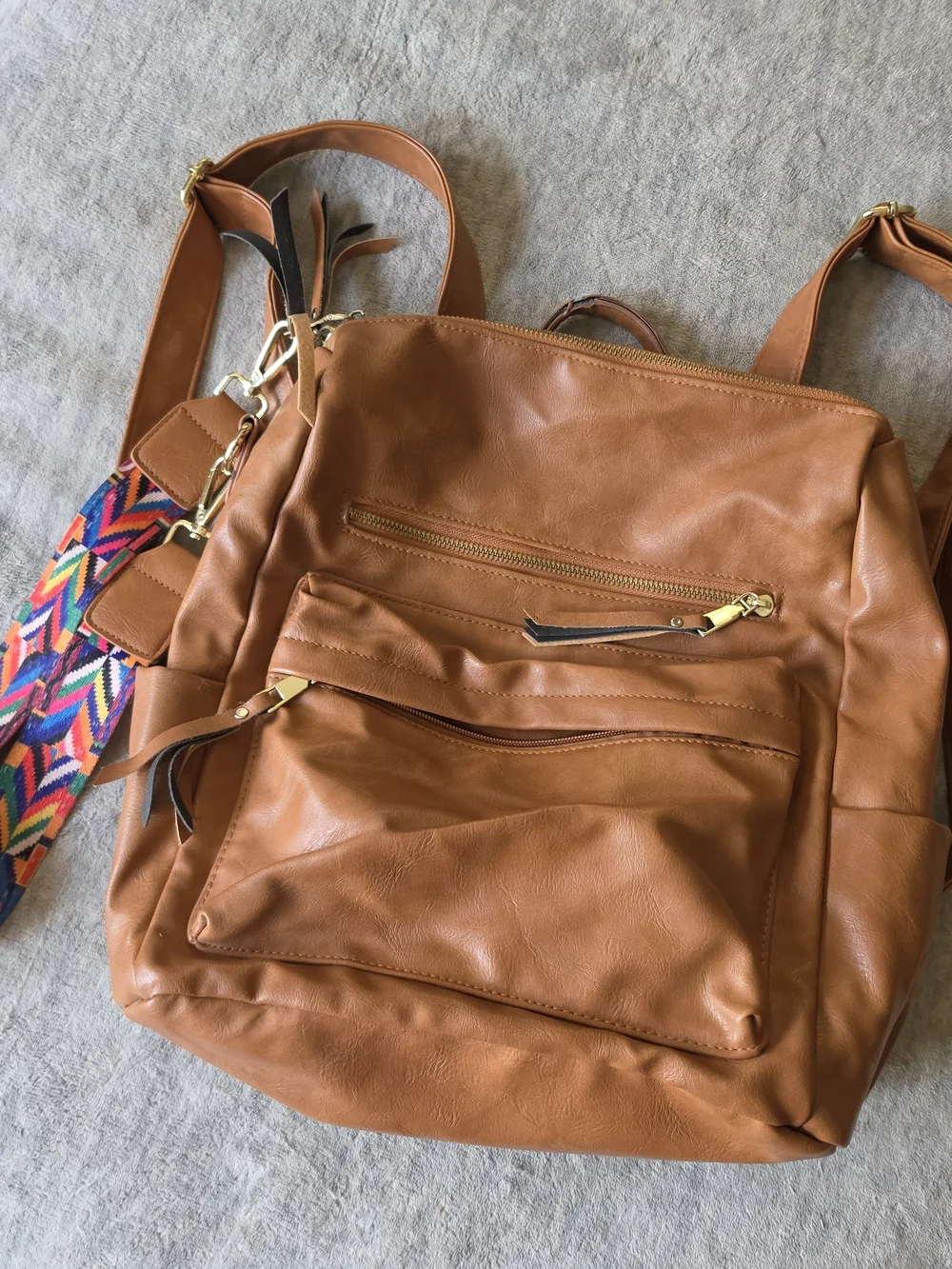 Modern & Chic Brielle Convertible Bag tan faux leather